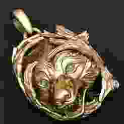 Gold wolf pendant 3D printable model