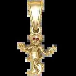 Golden Character Pendant with Ruby Eyes