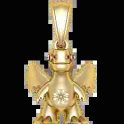 Golden Dragon Pendant with Ruby Eyes and Floral Symbol