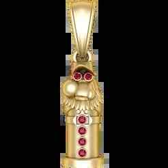 Golden Gnome Pendant with Ruby Accents