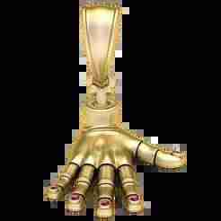 Golden Hand Pendant with Ruby Fingertips