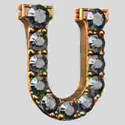 Golden Letter U with Gems