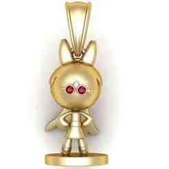 Golden Superhero Girl Pendant – 3D Printable Model