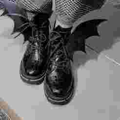 Gothic Bat Wing Boot Charms – Lace-On Demon Wings for Combat Halloween Boots