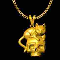 Gothic Cat Pendant charm