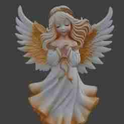 Graceful Angel Statue with Golden Wings