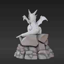 Graceful Wyrm on Rock Keychain - Aesthetic Fantasy Accessory 3D Model