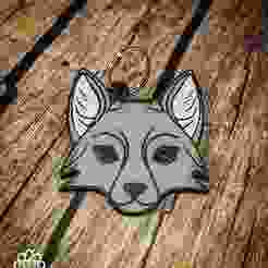 Gray Fox Head Keychain – Cute Animal 3D Print Accessory