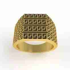Greek Key Pattern Ring for Men