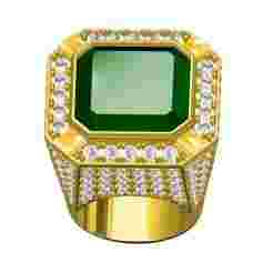 Green Asscher with Pave Set Diamond Ring