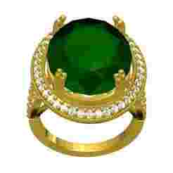 Green Oval Double Prong Solitaire Engagement Ring