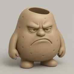 Grumpy Potato Pencil Holder STL (Hole in Back)