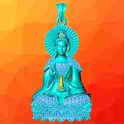 Guan Yin Pendant Necklace - Bodhisattva Goddess of Mercy Jewelry - N945125