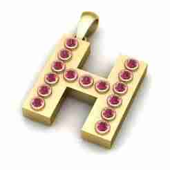 H ALPHABETS GLD PENDANT  3d printable model