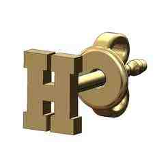 H letter varsity font  stud earring 3D print model