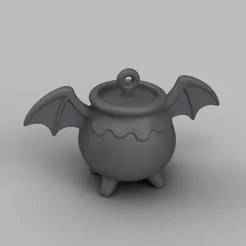 Halloween Bat Cauldron Keychain - Free 3D Printable Jewelry & Accessory STL