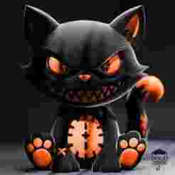 Halloween Cat 🎃🐾 | Spooky Black Cat 3D Printable Figure (FDM Multicolor + SLA)