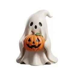 Halloween Ghost with Pumpkin STL | Cute Spooky Fall Decor | 3D Printable Halloween Figurine Digital Download | | 3D Printable STL