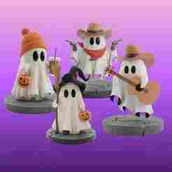 Halloween Ghosts Figurines - Cute 3D Printable Set (STL)