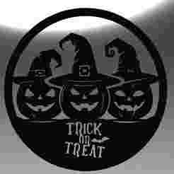 Halloween Line Art – 3 Witch Pumpkins with Trick or Treat Text