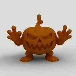 Halloween Pumpkin Monster Keychain - 3D Printable Spooky Key Ring