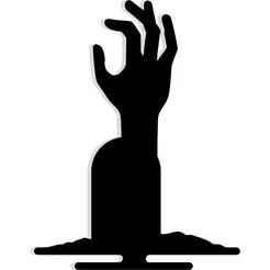hand reaching up from the ground with a tombstone in the background - 2D/3D Wall Art STL+SVG For CNC Router, Plasma, Waterjet, Laser & 3D Printer