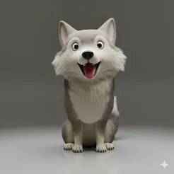 happy sitting wolf chibi