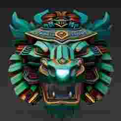 Head Bust Sculpture inspired by Quetzalcoatl Prehispanic God