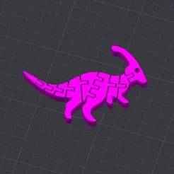 Headbanger Dino Flexi Keychain STL – Print-in-Place Fidget Dinosaur