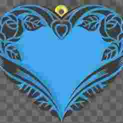 Heart Earrings with Floral Relief