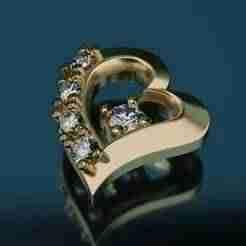 Heart pendant, heart pendant, 3D jewelry