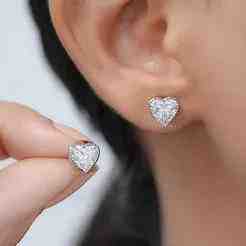 Heart-Shaped Lab-Grown Diamond Stud Earrings