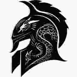 helmet with horns forming intertwining dragons 3 - 2D/3D Wall Art STL+SVG For CNC Router, Plasma, Waterjet, Laser & 3D Printer