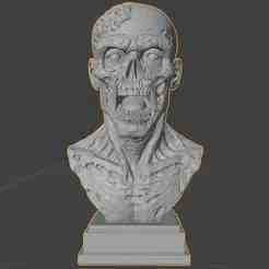 Horror Zombie Bust - Exposed Brain | Highly Detailed 3D Print Model