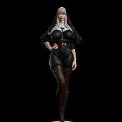 Hot nun sculpture miniature 3D model for printing-hot nun sculpture miniature 3D model for printing