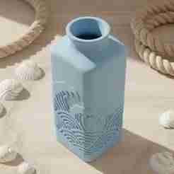 Japanese Wave Vase 3D Print STL - Modern Ocean Decor Planter