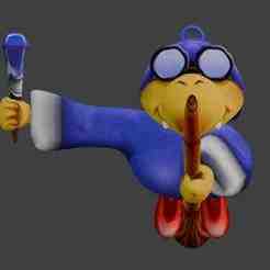 Kamek Keychain - Flying Magikoopa Broom - Super Mario - Ready to Print