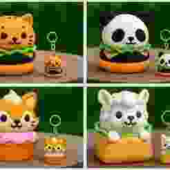 KAWAI ANIMAL-FOOD KEYCHAINS PACK 1