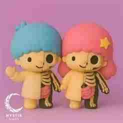 Kiki and Lala anatomical dissection Sanrio Halloween cartoon 3D