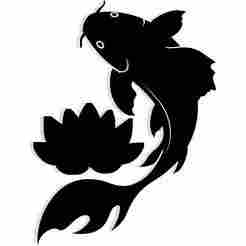 koi fish swimming into a lotus 1 - 2D/3D Wall Art STL+SVG For CNC Router, Plasma, Waterjet, Laser & 3D Printer