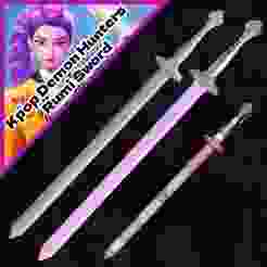 Kpop Demon Hunters Rumi Sword LED with Stars Cosplay Prop STL