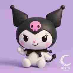 Kuromi cartoon style 3D STL - Kawaii Sanrio collectible figure