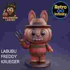 Labubu Freddy Krueger - Halloween 3D figure Retro Infinity style (90mm) : vinyl collectible