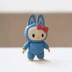 Labubu hello kitty keychain