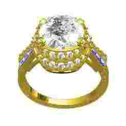 Large Round Stone Vintage Art Deco Engagement Ring
