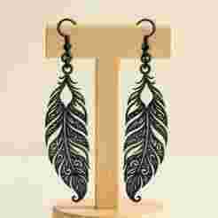 Laser Cut Feather Earring SVG