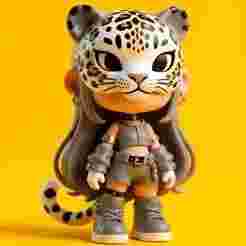 Leopard Mask Girl Plush Toy