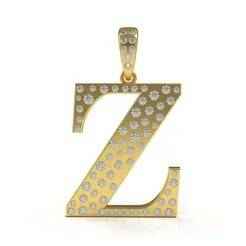Letter Z Flush Setting Diamond Pendant