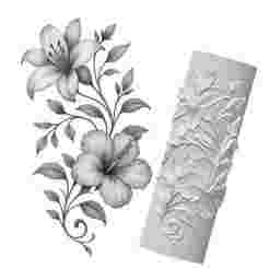 Lily & Hibiscus Vine Clay Roller – Embossed Texture STL for Pottery, Polymer Clay & Slab Work