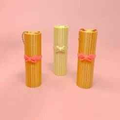 Lip Balm Holder Keychain - Retro Bullet Lipstick Style, Midcentury Aesthetic, AMS & Non-AMS